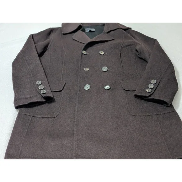 Faconnable Men's 12 Peacoat Jacket Double Breasted Brown Wool Blend Large - Picture 9 of 11